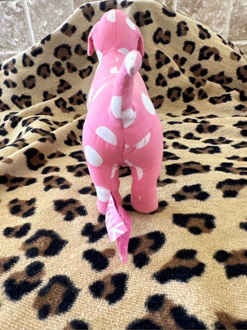 PINK Victoria's Secret Pink & White Polka Dot Dog Plush - Picture 4 of 6